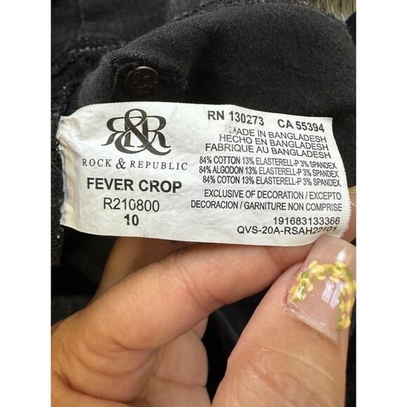 Rock & Republic Slimming Denim Cure Rx Fever Crop Pull On Black Faded Jeans 10 - Picture 8 of 8